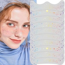 10Pcs Waterproof Glitter Freckles Face Makeup Patches for Teens Women