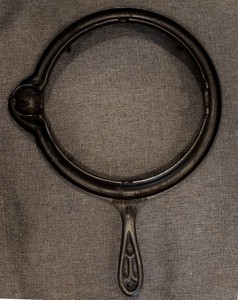 Antique Griswold 975 C Waffle Low Base Number 8 Embossed - Smooth Edge Casting