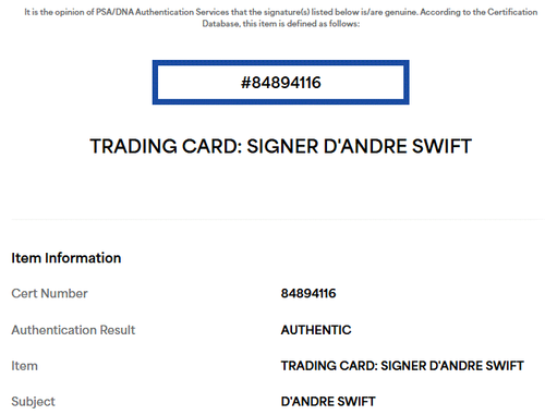 D'Andre Swift On Card Rookie Auto PSA Authentic Blue Scope Prizm 2020 Optic - Picture 3 of 3