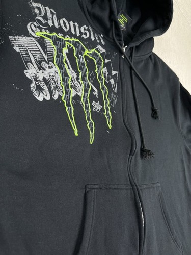 Felpa con cappuccio Y2K Monster Energy Drink full zip uomo 2XL Affliction logo Bikercore vintage - Foto 10 di 12