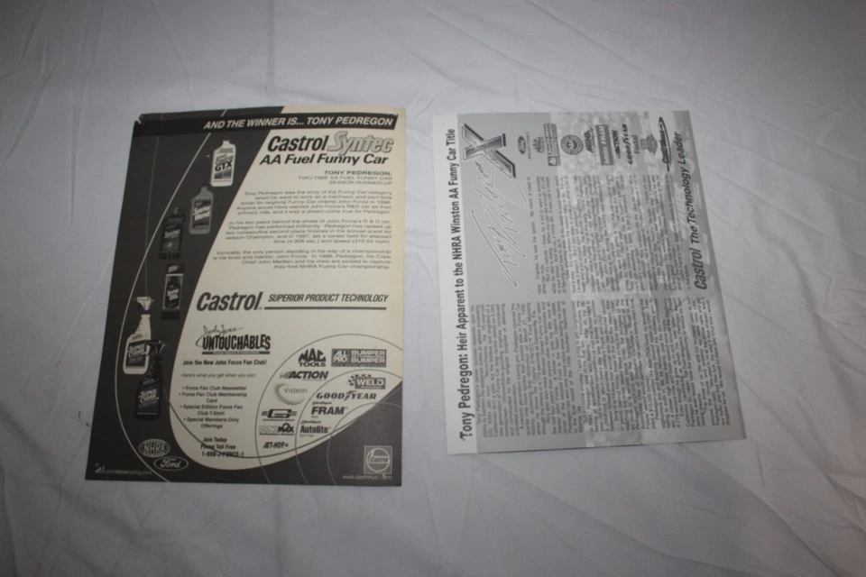 Lote Promocional TONY PEDREGON Castrol Syntec NHRA 8.5x11 Firmado 2002 Divertido Arrastre de Coche Foto 4 de 4