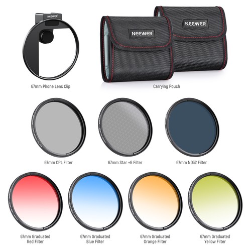 NEEWER FL-P4D 67mm Phone ND Filter Kit - CPL/ND32/Star/Grad for iPhone/Samsung - Picture 9 of 9