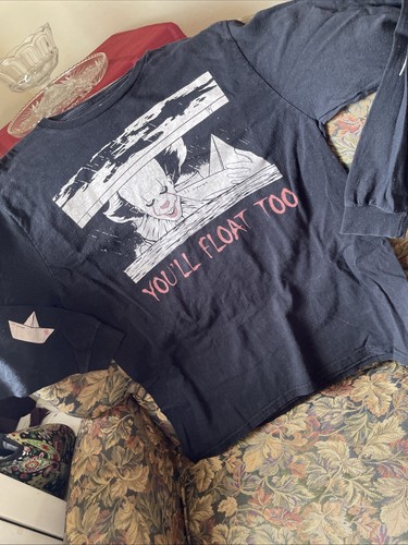 Large You'll Float Too black, long sleeve T Shirt SS George