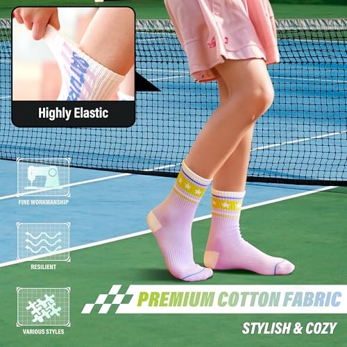 Kids Girls Socks Youth Teen Athletic Sport Basketball Crew Cotton Breathable - Picture 4 of 6