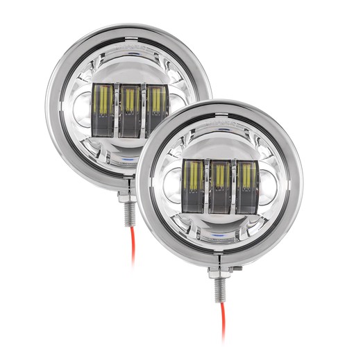 Pair 4.5Inch Chrome LED Passing Lights Fog Spot Housing For Motorcycle 4-1/2" - Picture 10 of 12