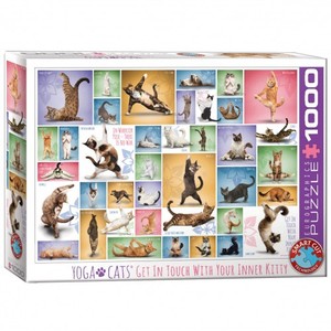 Yoga Cats Puzzle 1000 Pieces USA Made Multicolor 19 1/4 5/8" Eurographics