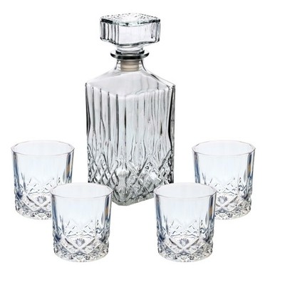 Dekanter 900ml und 4 Stück Glas 300ml Set Whisky Bourbon Scotch Aufbewahrung Barware