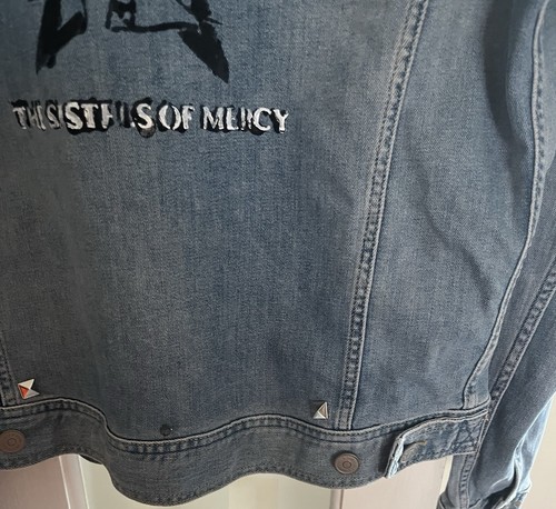 denim jacket Size L The Sisters Of Mercy Patch And Hand Painted Logo Studs - Picture 6 of 7