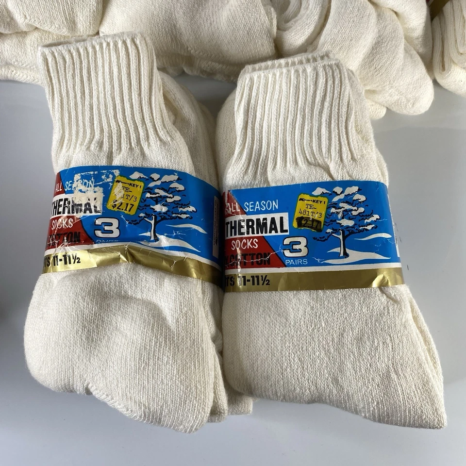 Lote de 3 calcetines térmicos Kmart de colección para hombre talla 11-11 1/2 blanco roto Foto 2 de 4