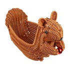 Squirrel Shaped Rattan Fruit Basket Large Decorative Woven Bowl Snack Tray Or...
