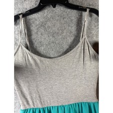 Forever 21 Womens Gray Teal Colorblock Chiffon Maxi Dress Size Large Sleeveless