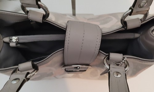 Coach F19205 Optic Linen East West SoHo Tote Shoulder Bag Canvas Pink Gray White - Picture 13 of 19