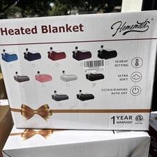 72”x84” Electric Heated Blanket By Homemate With 10 Heat Settings - Brown NEW