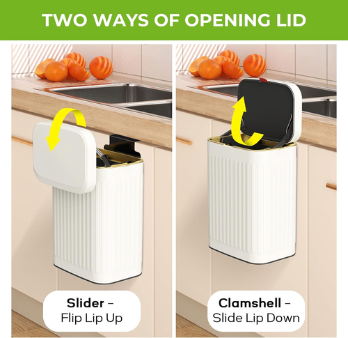 Kitchen Compost Bin Hanging Trash Can with Lid, 2.1 Gallon Stainless Steel Trash - Picture 4 of 12