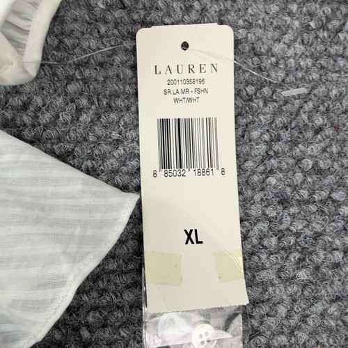 Camisa Lauren Ralph Lauren Mujer XL Blanca Envolvente Volantes Algodón Blusa Nueva con Etiquetas - Imagen 4 de 7