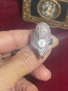 Splendide Bague En Argent Massif Et Brillants Roses Taille 57/11Gr