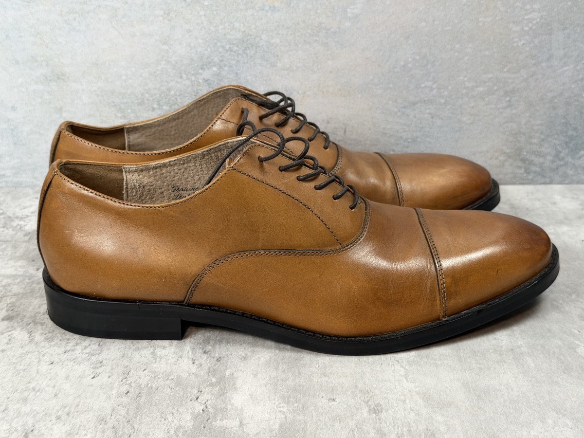 Italian Leather Oxford Dress Shoes Cap Toe Size 10.5 Banana 