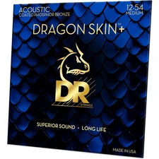 DR Strings Dragon Skin+ Coated Phosphor Bronze Acoustic Guitar Light 12-54