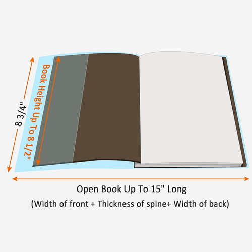✅ NEW- 50PCS Clear Book Covers Adjustable 8.5" x up to 15" Protect Water Dust Ar - Picture 2 of 7