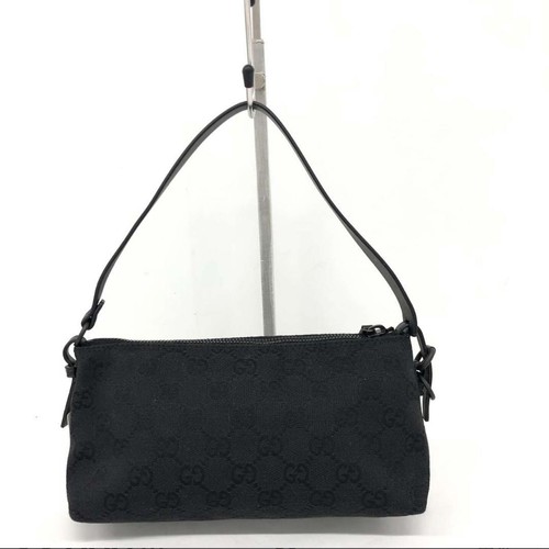 Gucci 103399 GG Women's Canvas & Leather Handbag in Black Made in Italy Used - Picture 10 of 12