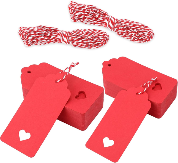 100 StüCk GeschenkanhäNger Hochzeit, Rot Valentinstag AnhäNger Kraftpapier Etike-image