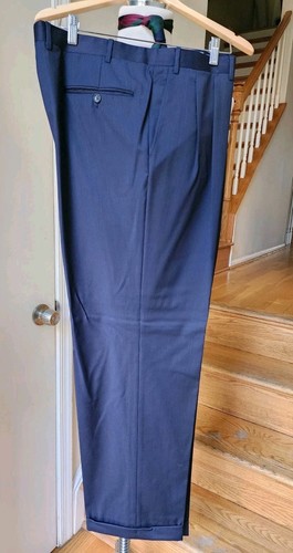 Canali Blue Pinstripe 100% Wool Suit Men Size ~US46L/EU56L Pant 41" x 32.5" - Picture 12 of 24