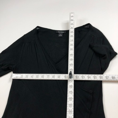 White House Black Market Large Asymmetrical Wrap Cardigan V-Neck Sweater Black - Picture 3 of 15