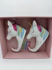 8” White & Rainbow Resin Unicorn Wall Hanger Hook Set, New Free Ship