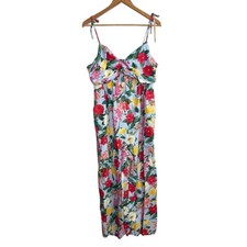 Old Navy Jumpsuit XL Floral Smocked Linen Tropical Vacation Beachy Bloomcore
