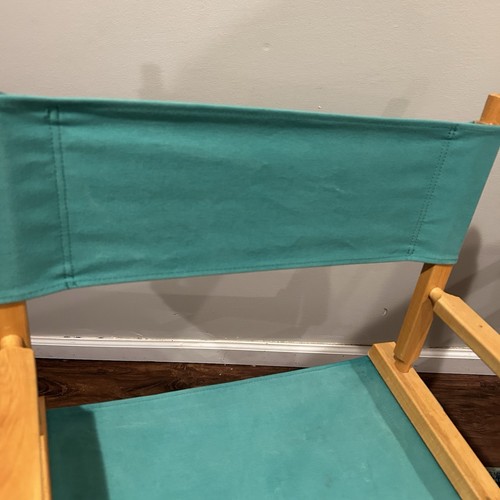 Vintage Folding Directors Chairs Green Canvas Oak Wood Frame 33" MCM Lot of 2 - Picture 4 of 17