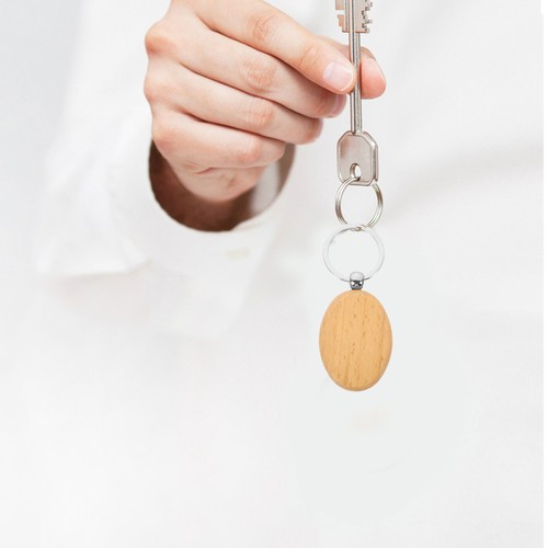 6 Pcs Wood Pendant Blank Keychains Bulk Blanks Keyrings for Crafts Pendants - Bild 3 von 12