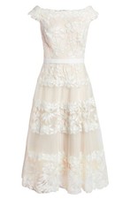 NWT TADASHI SHOJI Adriane in Ivory Petal Floral Embroidered Tea Midi Dress 12
