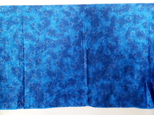 Cotton Fabric 44" x 3 yds Blue w/Glitter Stars in Silver by Fabric Traditions - Picture 3 of 7
