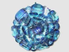 Vintage Costume Jewelry  Blue Iridescent  Round Brooch or Pin - Unmarked