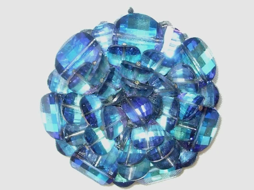 Vintage Costume Jewelry  Blue Iridescent  Round Brooch or Pin - Unmarked