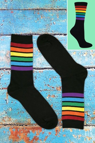 Socke Snob - 3er-Pack bunt gestreift Baumwolle Kleid Crew Regenbogensocken für Herren Damen - Bild 7 von 20