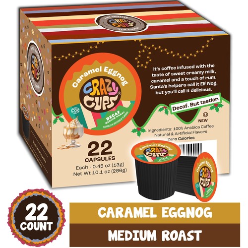Cápsulas de café descafeinado de vacaciones Crazy Cups sabor ponche de huevo 22 unidades K taza compatible - Imagen 2 de 6
