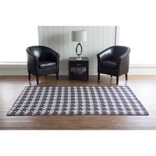 Linon Salonika Houndstooth Reversible Woven Wool 5'x8' Rug in Purple