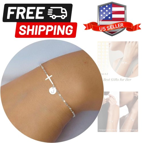 Pulsera Cruz para Mujer, Cesta de Pascua Rellenos para Adolescentes Oro Inicial Brace... - Imagen 1 de 8