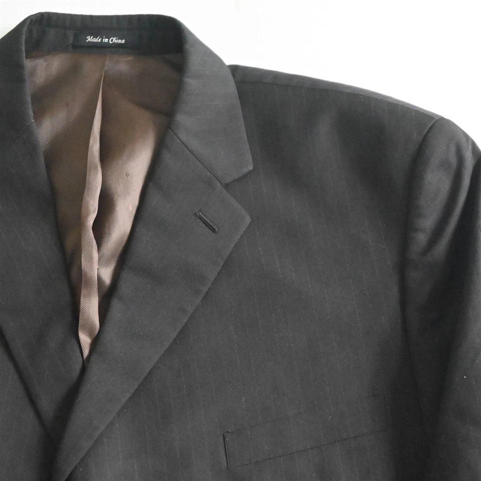 Van Heusen 48R 42x32 Dark Brown Striped Mens Jacket Pants Suit - Image 3 of 4