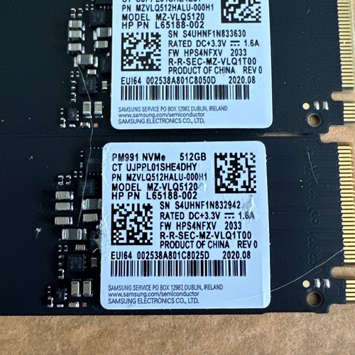 Samsung MZ-VLQ5120 PM991 512 GB NVMe M.2 Lot Of 5 Solid State Drive - Picture 2 of 3
