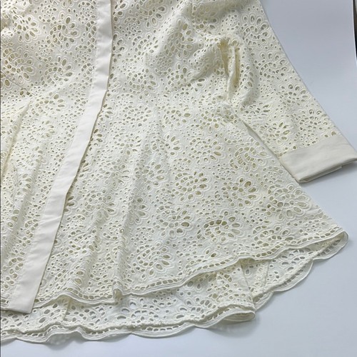 Donna Karan Eyelet Lace Shirt Dress Medium Cotton Long Sleeve Elegant See Throu - Picture 9 of 15