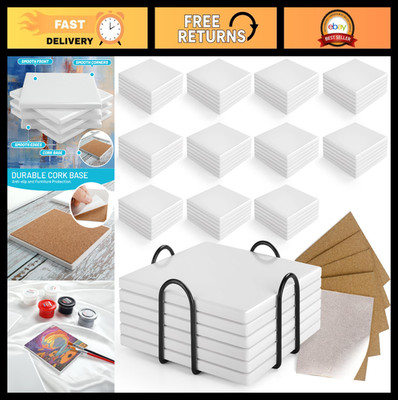 72 Pcs Blank Ceramic Coasters 4.2'' for DIY Crafts, Gifts & Home Decor + 12 Stand