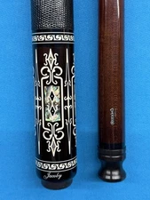 JACOBY POOL CUE 30"BUTT 12.75MM 30"DIVENEY  DARK ROAST KW ABALONE JUMA BLACKWOOD