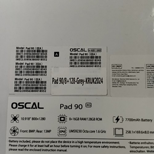 OSCAL Pad 90 11-Inch Tablet 128GB 7700mAh Android Case Included - Grey - 第 5/5 張圖片