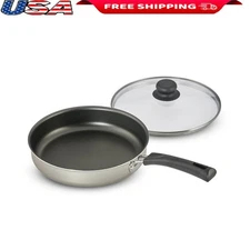 Nonstick Deep Sauté Pan Aluminum Induction Safe Dishwasher Safe Tempered Lid New
