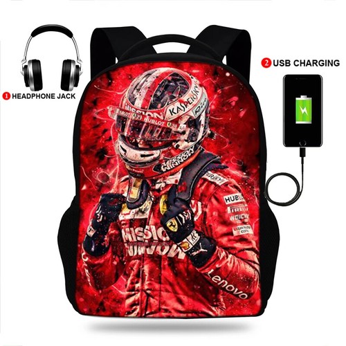 USB Ladegerät Schultaschen Charles Leclerc Druck Rucksack Laptop Tasche Rucksack - Bild 29 von 29