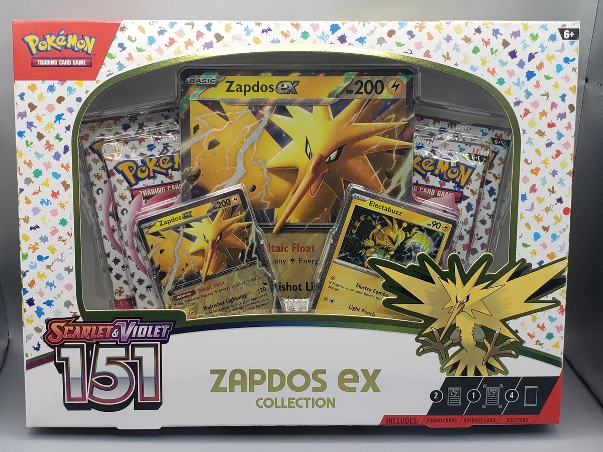 Pokemon 151 Zapdos ex Collection Box Set TCG Scarlet Violet 4-Pack