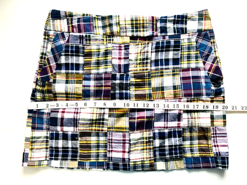 J. Crew Woman 8 Madras Patchwork Plaid Mini Skirt Y2K Preppy Hippie Retro - Picture 12 of 13