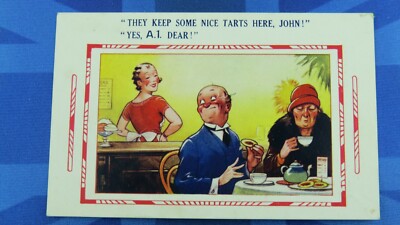 Risque Bamforth Comic Postkarte 1930er Cafe A1 Tarts Anspielungen JAM TART Nr 3312